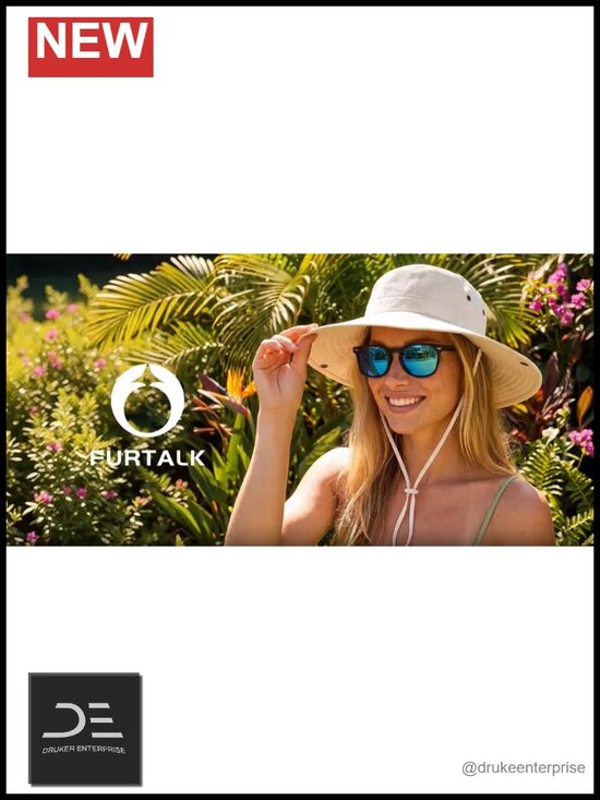 Nylon Sun Hat with Ponytail Hole Wide Brim Packable Cowboy Bucket Hat